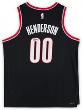 Framed Scoot Henderson Portland Trail Blazers Signed Black Nike Swingman Jersey