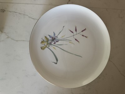 Vintage Eschenbach Dinner Plates Set Of 8 W1458 Pink Blue Gold Trim