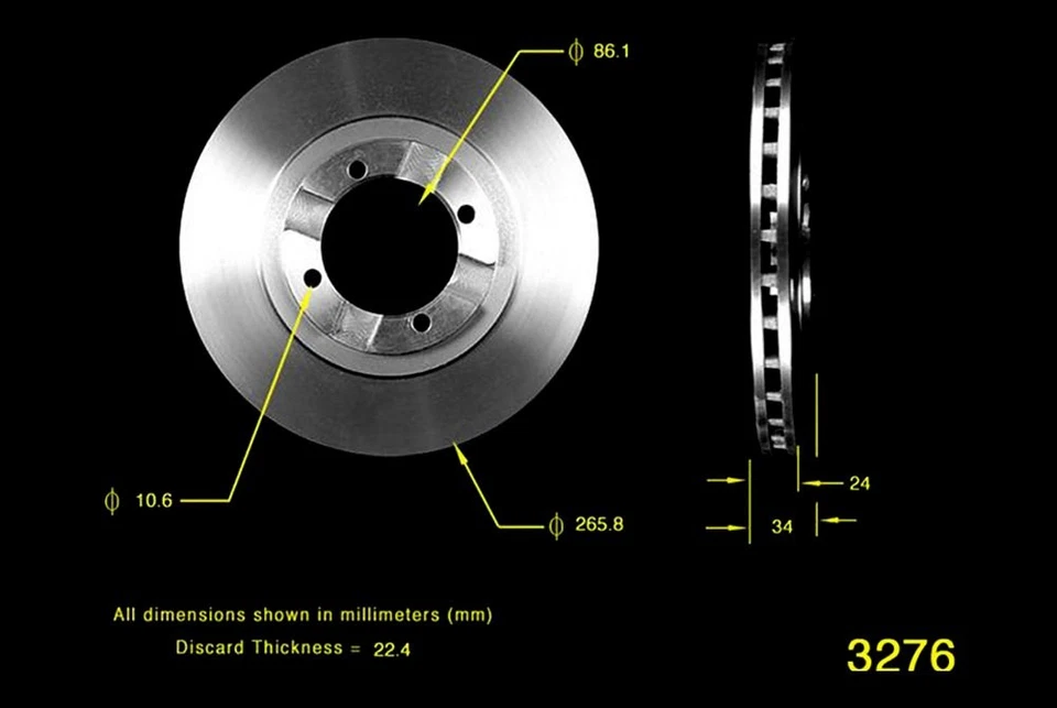 For Eagle Summit 1989-1990 Bendix Global Premium Plain Vented Front Brake Rotor - Imagem 2 de 2