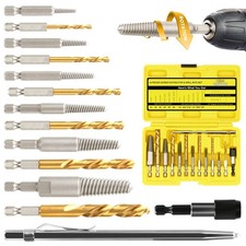 14-Pieces Screw Extractor and Left-Hand Drill Bit Set, Easy Out Broken Bolt R...