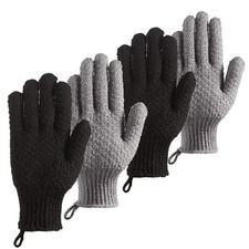 Bath Exfoliating Gloves Scrub - 4 Pcs 2Pairs Lengthened and Large Exfoliating