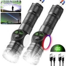 2 Pack Super Bright Led Flashlight Rechargeable Magnetic Light Led Work Light 2 Pack Super Bright Led Flashlight Rechargeable Magnetic Light Led Work Light