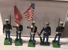 Lot Of 5 W. Britain Lead Us Marine Soldiers May Contain Lead Hand Painted