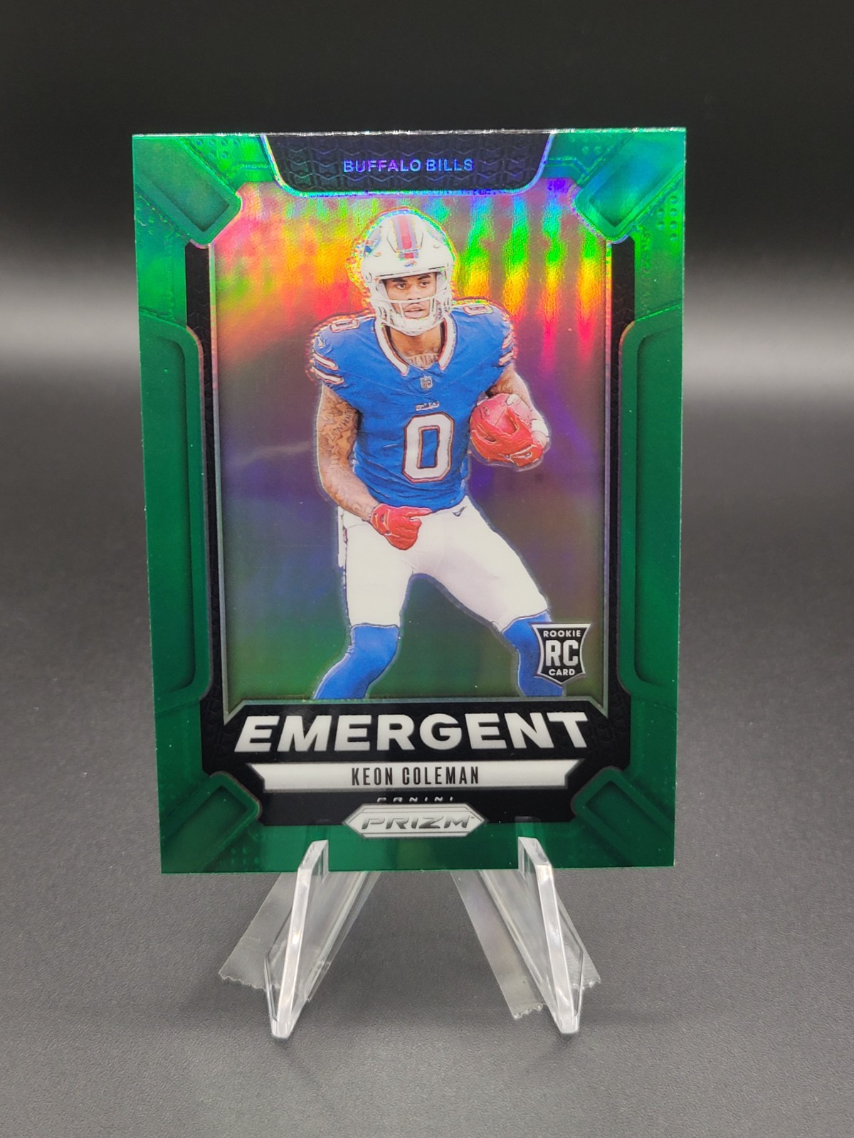 Keon Coleman 2024 Panini - Prizm Football #16 Emergent Green Prizm RC - Bills