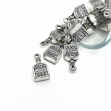 Silver Whiskey Bottle Liquor 3D Charms, 18x9mm - US Seller