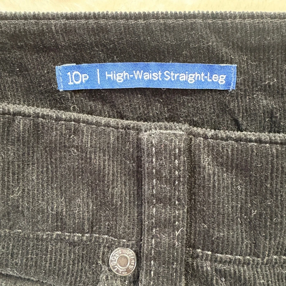 Talbots Pants Women Sz 10 Petite Black Corduroy High Rise Straight Leg - Image 3 of 4