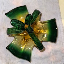 Murano Art Glass Basket Bowl 3-handles Handcrafted Italy 9.25" W 1950's