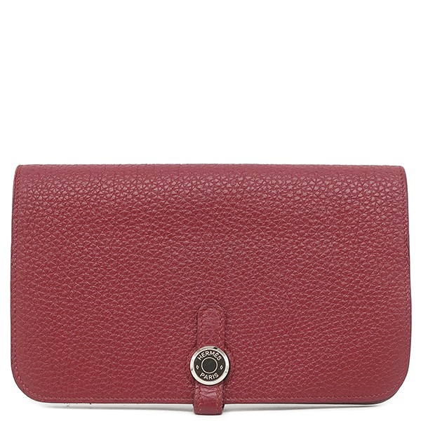 HERMES Purse Dogon GM Togo  Ruby SilverMetal Red □ R marking 【box】 【...