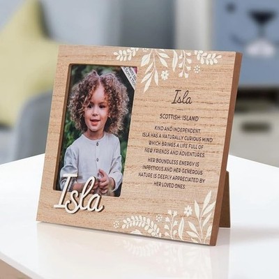 Holz Bilderrahmen personalisiert Unikat Geschenk rustikal Gedichte Jungen Mädchen Namen A-Z
