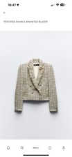  ZARA GIACCA BLAZER DONNA MULTICOLORE NEUTRO TWEED BOUCLE BEIGE CROPPED UK L