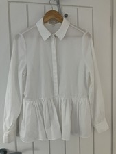 Ted Baker Size 14 Pure Cotten Peplum White Shirt with pockets