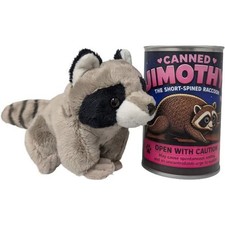 Canned Jimothy - Raccoon Plush Sealed in a Can with Dad Jokes Gift Short Spined