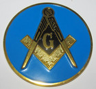 Masons Car Emblem 3 Inch Round Masonic Auto Badge with Gold & Blue Peel Stick #3 — photo 1