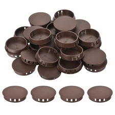 64Pcs 50mm Brown Nylon Plastic Round Locking Hole Plugs Insert End Caps