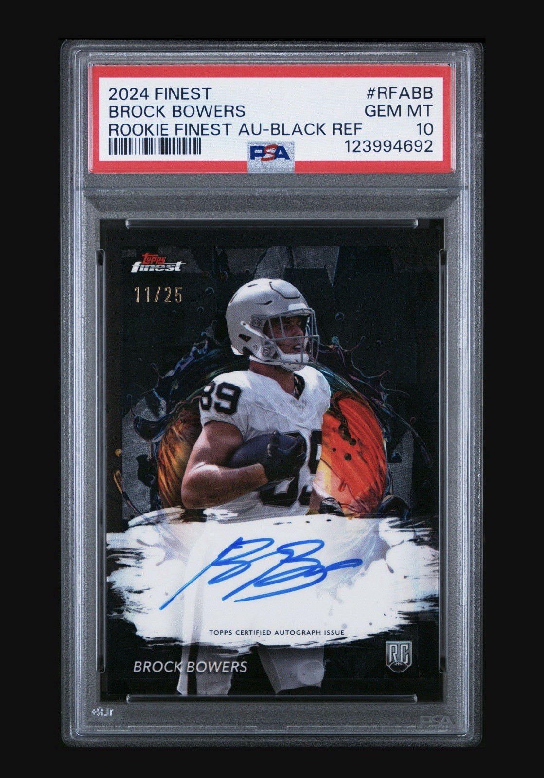 Brock Bowers Topps Finest Rookie Finest Autographs #RFABB Black Refractor