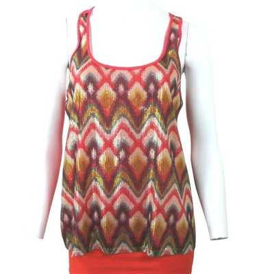 Sequin Chevron Print Racerback Tank Top by Eyelash Couture Multicolor Womens M/L