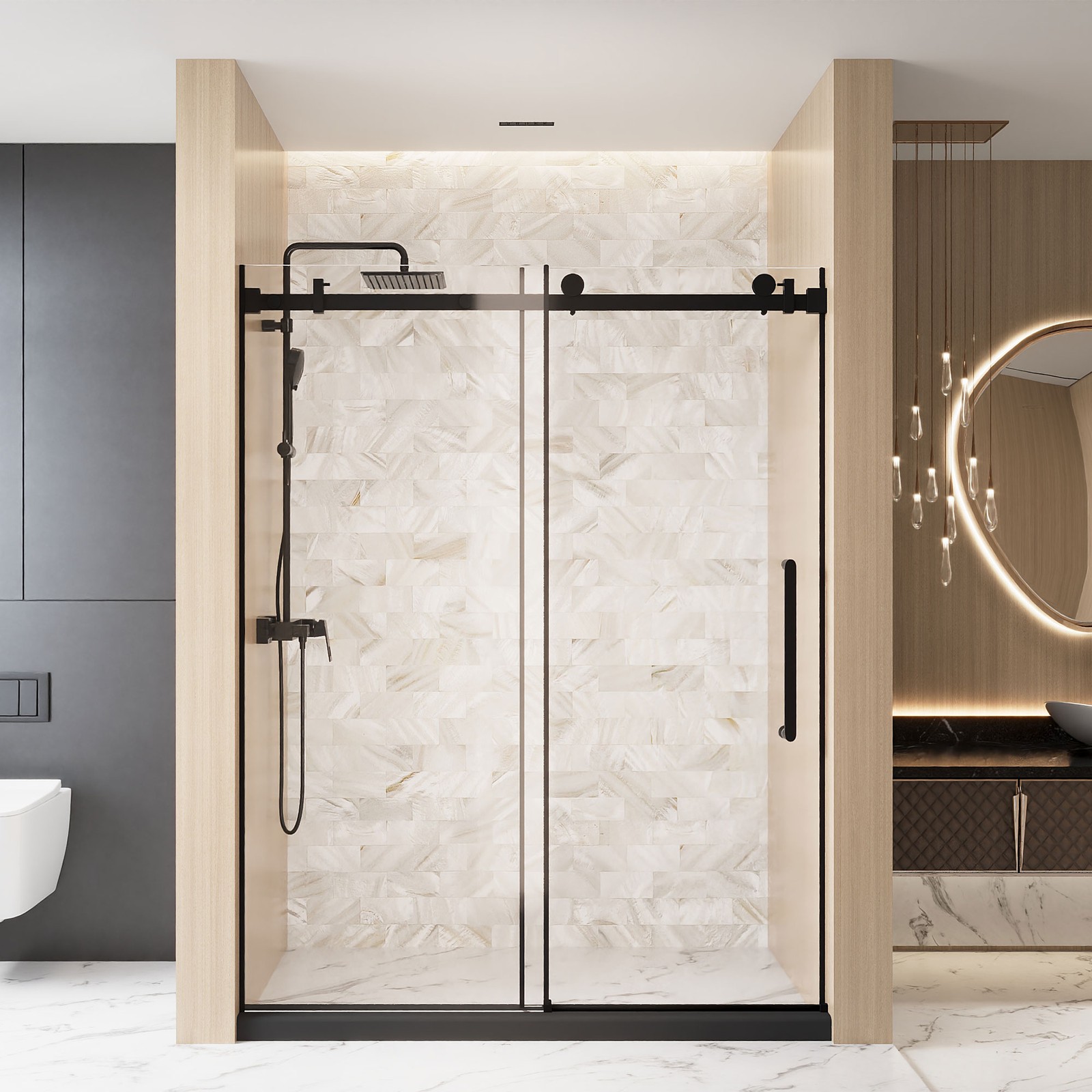 Frameless Single sliding shower door  60 
