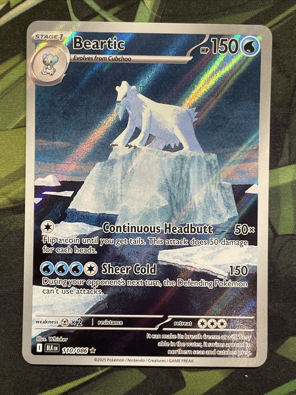 Pokémon Beartic 110/086 Sv: Black Bolt Holo Illustration Rare Card 150HP