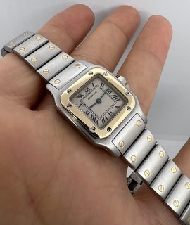 CARTIER SANTOS 18K GOLD & STEEL REF 1567 QUARTZ WOMAN'S WATCH 24 mm