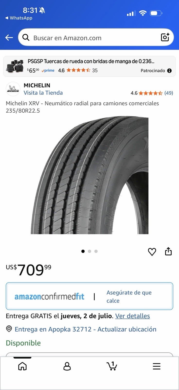 Goma michelin xrv 235/80R22.5 two for 1000 new