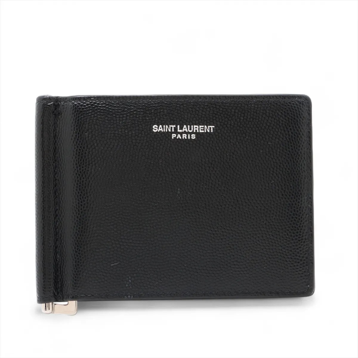 Saint Laurent Logo bill clip wallet ALM378005 Leather Money Clip Black