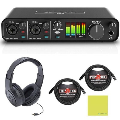 MOTU M4 4x4 USB-C Audio Interface Bundle w/Samson SRH350 Over-Ear Stereo Head...