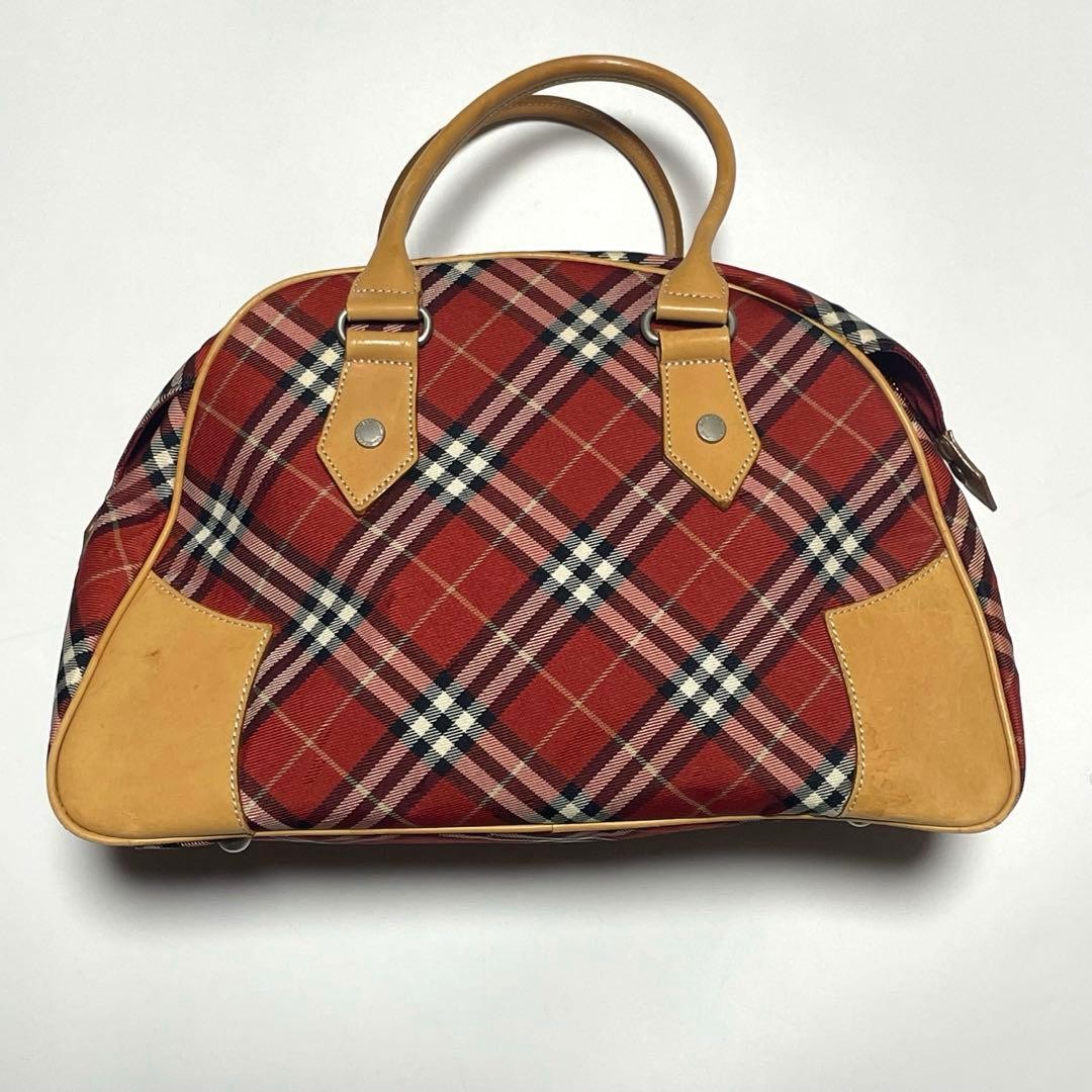 Burberry Blue Label Mini Boston Tote Bag Nova Check Red Canvas Leather New thumbnail 24