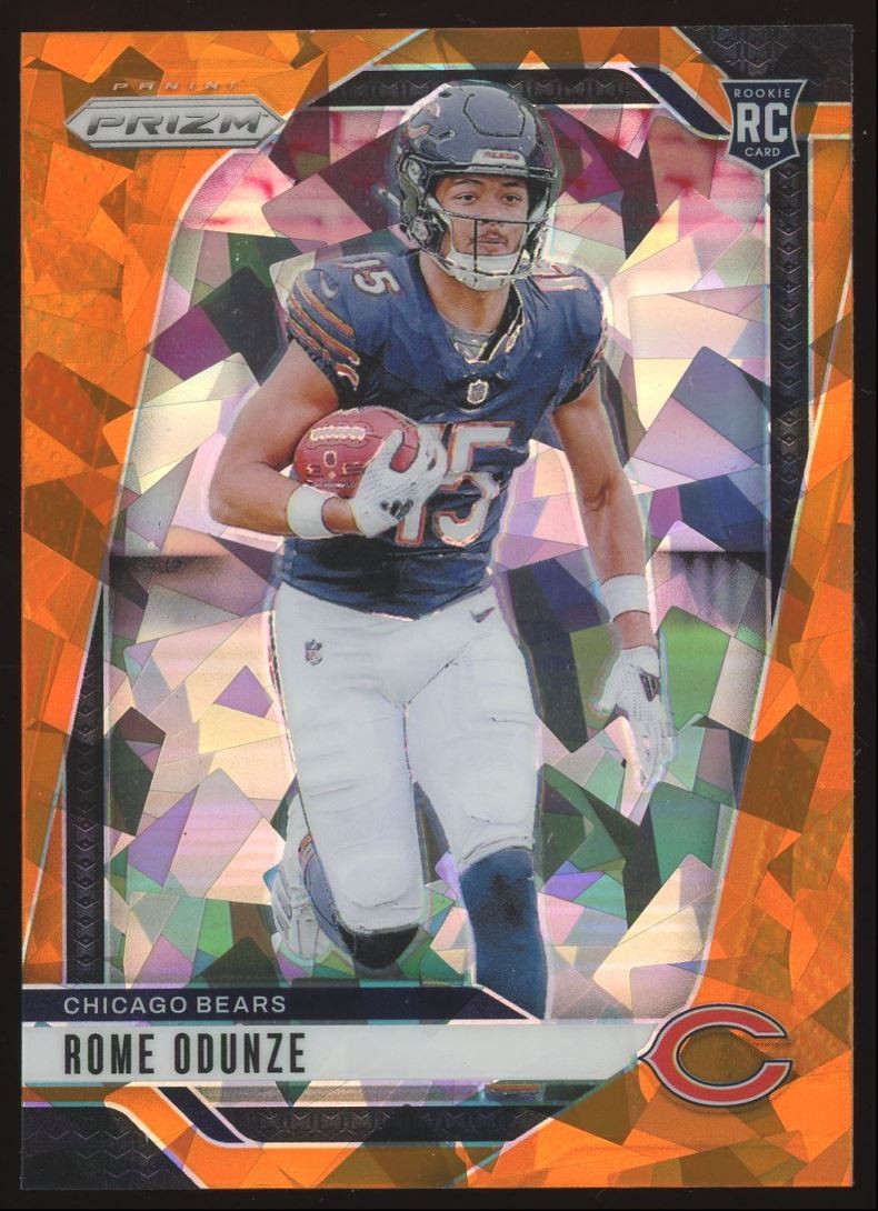 Rome Odunze Rookie #385 2024 Panini Prizm Orange Ice Prizm Chicago Bears Card