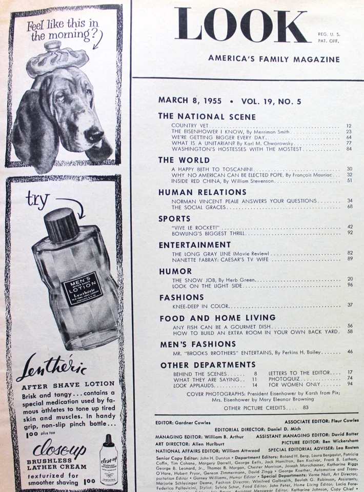 LOOK MAGAZINE 8 MARCH 1955 PRESIDENT EISENHOWER - VINTAGE NEWS CURRENT EVENTS - Image 4 of 4