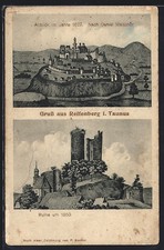 Reifenberg i. Taunus, Burg im Jahr 1627 und Ruine um 1850, Ansichtskarte 