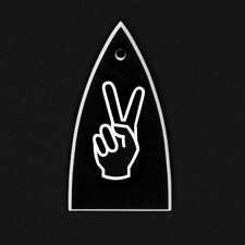 GUITAR TRUSS ROD COVER - Engraved Etched - ESP LTD - PEACE FINGERS - Black