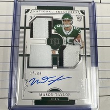 2025 National Treasures Mason Taylor /99 #RMS-MTR Triple Patch, On Card Auto