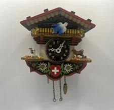 Vintage Mini Cuckoo Clock 5" German Swiss Wooden Alpine Chalet