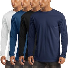 4 Pack Men's Shirts Long Sleeve Sun Protection UPF 50 UV SPF Dry Fit T-Shirt...