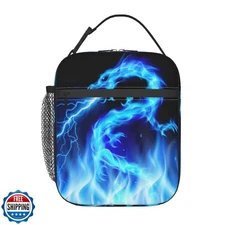 Anyako Blue Ice Dragon Lunch Box for Kids Boys Girls, Insulated Lunch Bag for