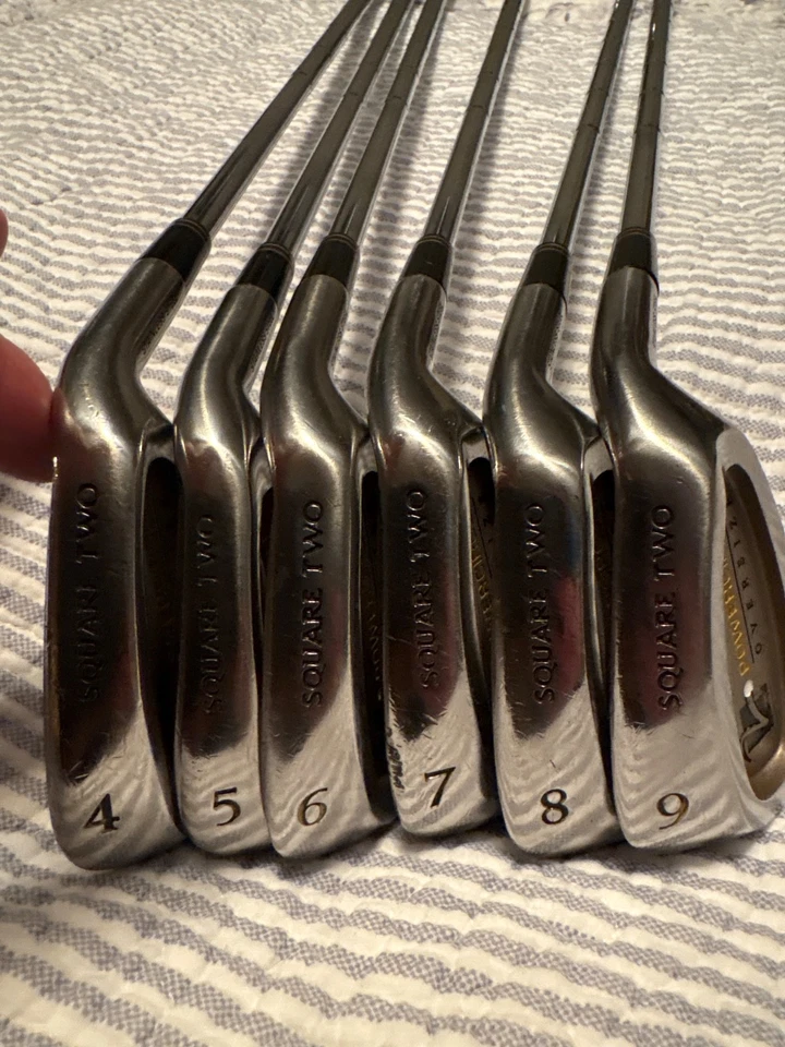 Square Two Mens Irons Set (4-9) Stiff Steel Shafts ~39” to ~36.5” - Image 2 of 4