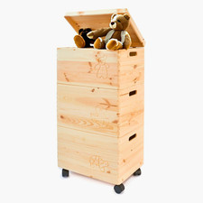XXL Große 3 Holzkisten mit Deckel und Rollen | 40 x 30 x 74 cm | für Spielzeug