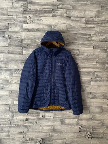 RAB Men Microlight Alpine Blue Hooded Outdoor Down Pertex Full Zip Logo Jacket L - product listing photo