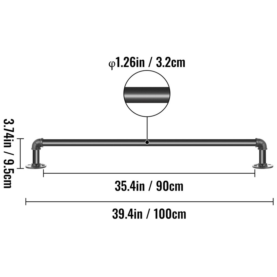 Industrial Metal Pipe Staircase Handrail With Wall Mount Bases for