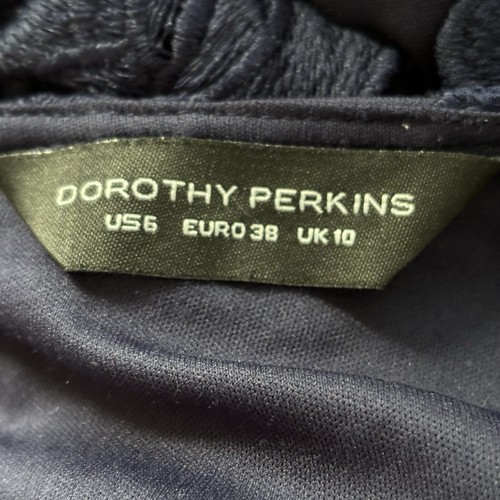 Dorothy Perkins Dress Size 10 Blue Lace Straight Fitted Short Sleeve Lined - Picture 12 of 18