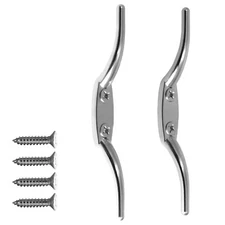 Anley 2 Pcs Silver FlagPole Cleat Hook, 6 Inch Non-Rusting Rope Cleat