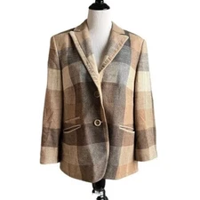 Basler Black Label Women's Wool Cashmere Plaid Blazer