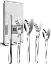 40 Piece Silverware Set for 8, Stainless Steel Flatware Set, Dishwasher Safe,