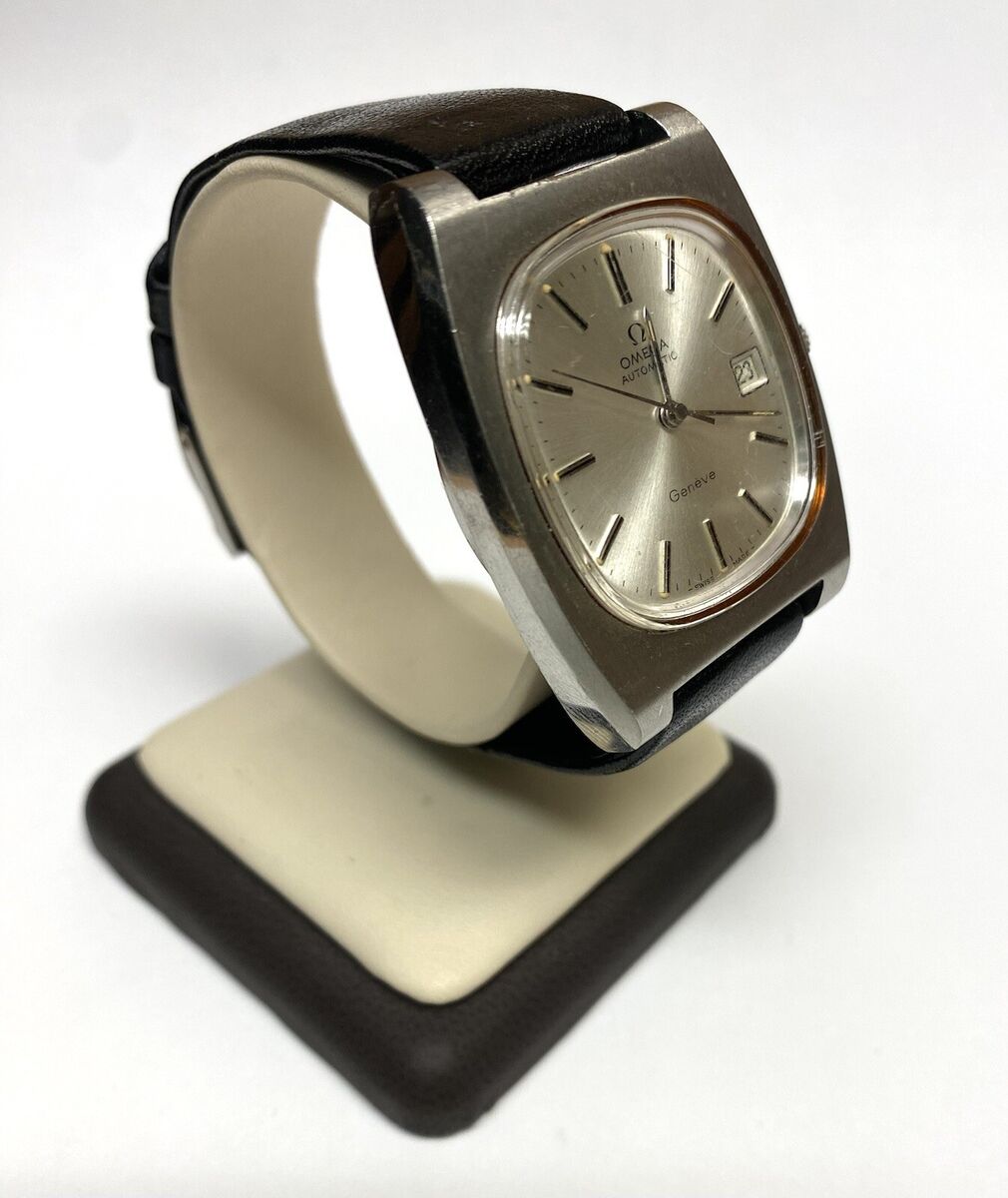 ビンテージOmega Geneve Omega Geneve Vintage Date Silver Square Automatic Mens Watch