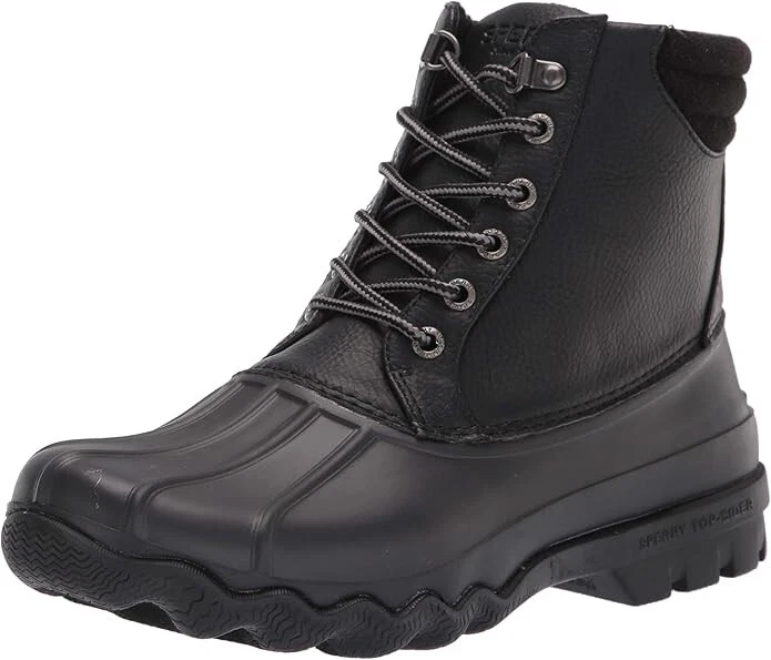 NIB Sperry Mens Avenue Size 7.5 Black Duck Promo Boots Shoes