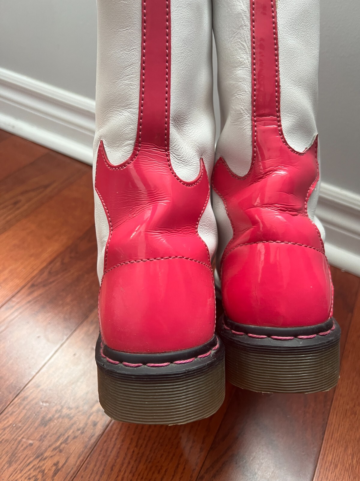 RARE Dr. Martens Guitar Rocker 14 Eye White Pink Rock Boots US Sz 9 image 7