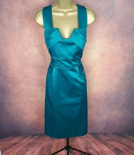 Stunning Phase Eight Dress Size 14 Green Sleeveless Wiggle Mother Of The Bride - Picture 4 of 12