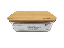 Brabantia Glasschale 1000 ml mit Bambusdeckel Ofenform Auflaufform Ofenschale