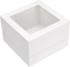 Moretoes 10pcs Cake Boxes, 12x12x8 Inches White Bakery Boxes with 