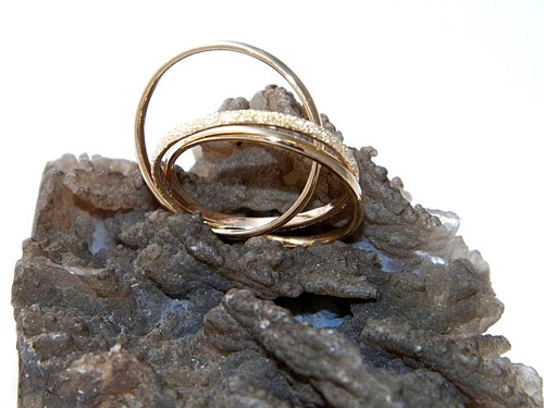 Hand made 10K Yellow Gold Interlocking Triple Band Rolling Ring Russian Wedding - Picture 3 of 12